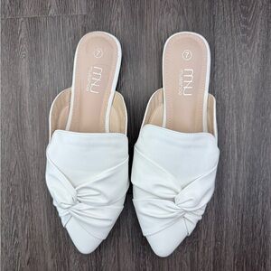 Women's White Slip-On Mules